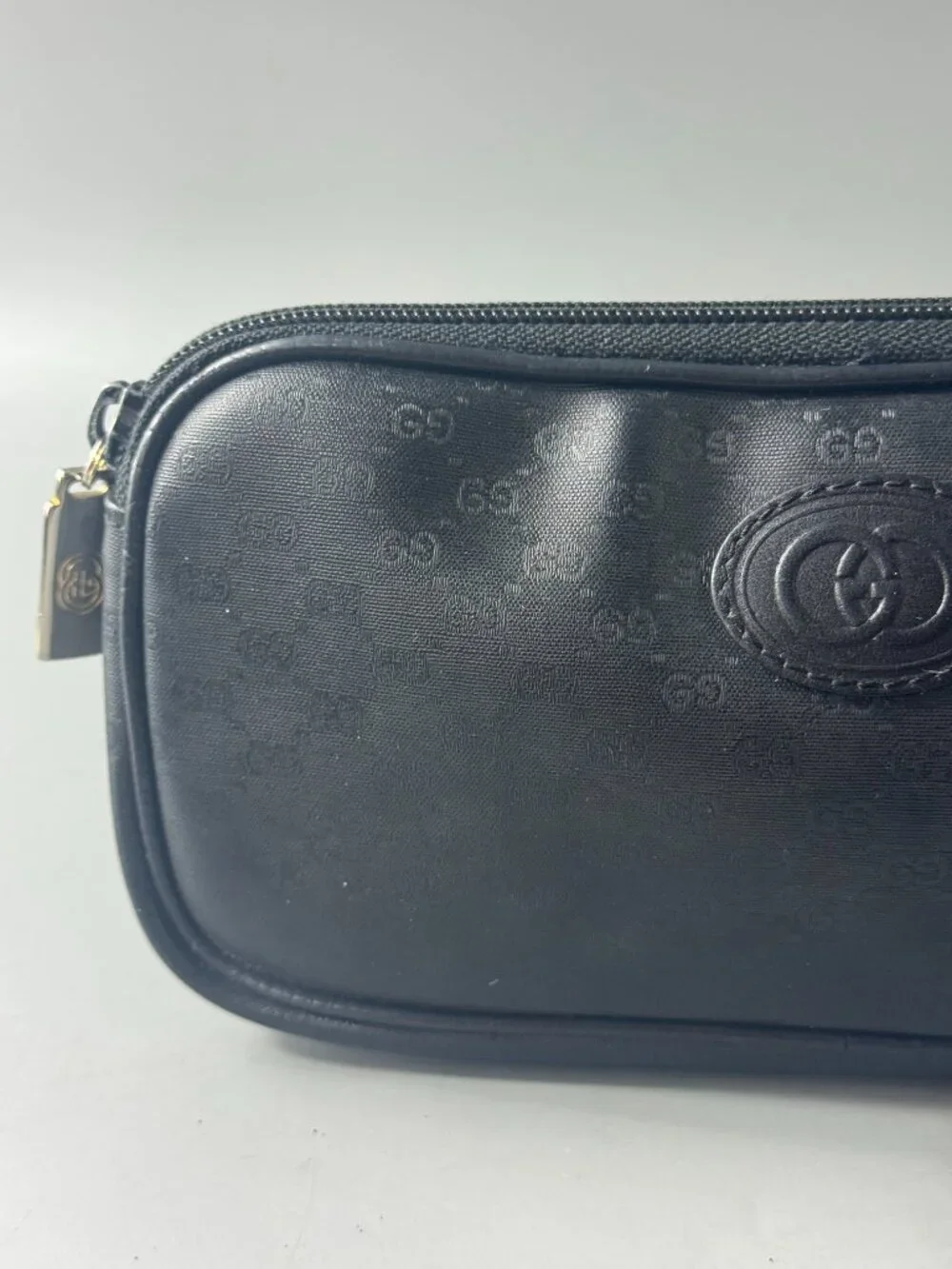 Vintage Gucci Micro GG Black Coated Canvas Pouch